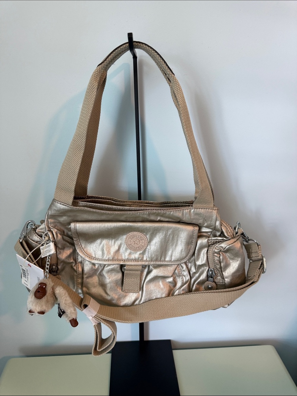 Kipling Gleaming Gold Metallic  Felix L Shoulder/Crossbody Bag